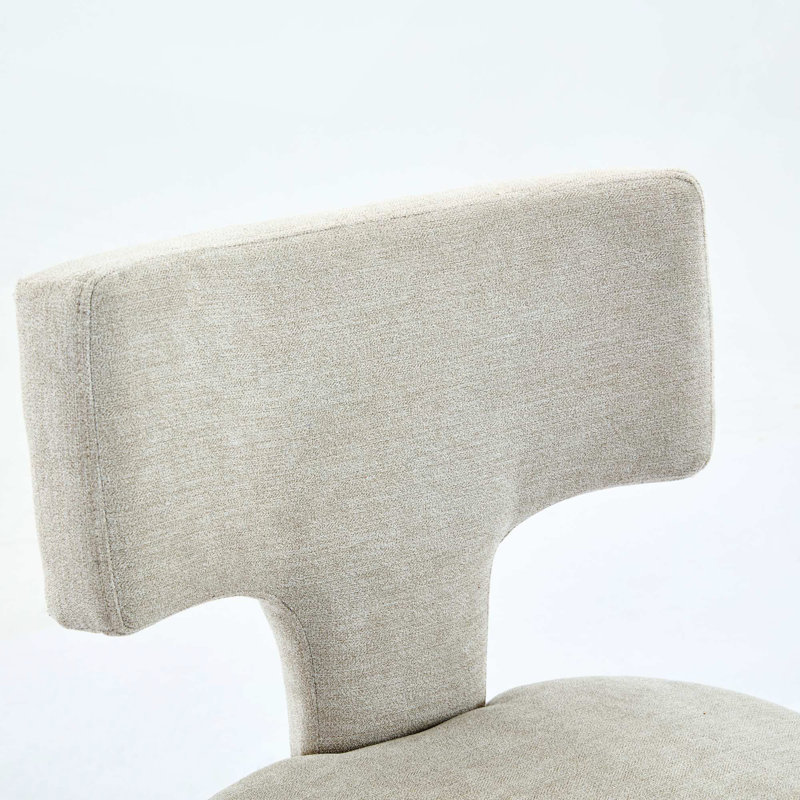 Ensemble de 2 tabourets de bar Mid-Century modernes à hauteur de comptoir avec dossier incurvé et clous en cuivre, Beige