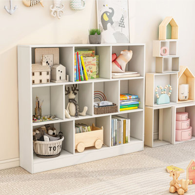 10-Cube Bookshelf Freestanding Storage Organizer With 2 Anti-Tipping Kits
