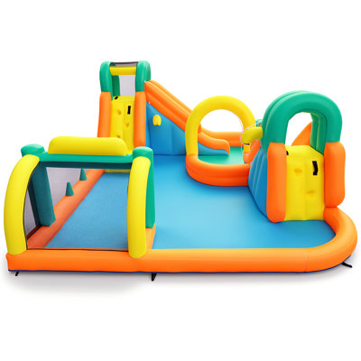 Double Slide Inflatablecastle Bounce House With Blower For Kids, Outdoor Backyard Party