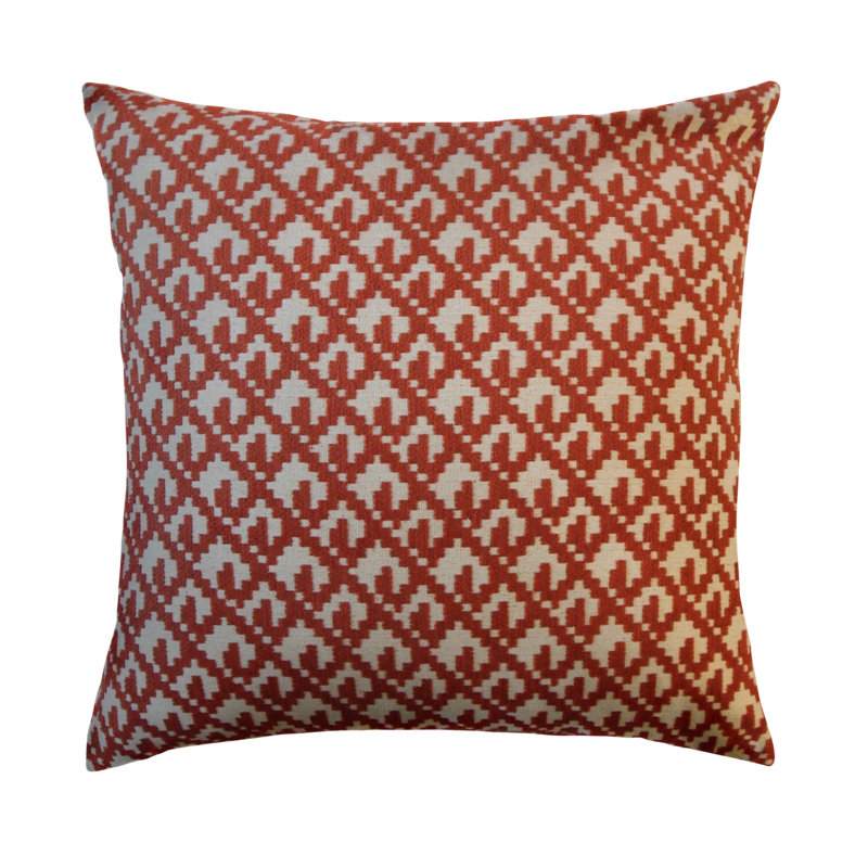 Oreiller Tadewi Crewel, 22 po x 22 po, Rouge / Blanc, Coussin décoratif