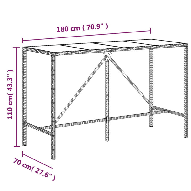 Metal Bar Set with Stools, 8, Black