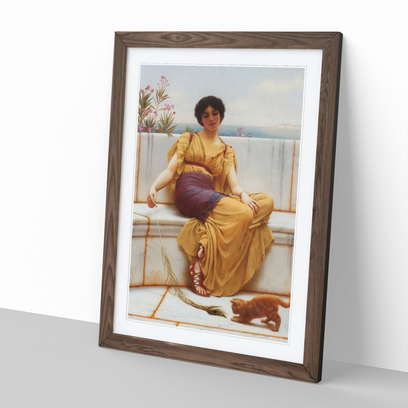 Idleness by John William Godward - Picture Frame Painting, 36cm H x 27cm W x 2cm D, Walnut Framed