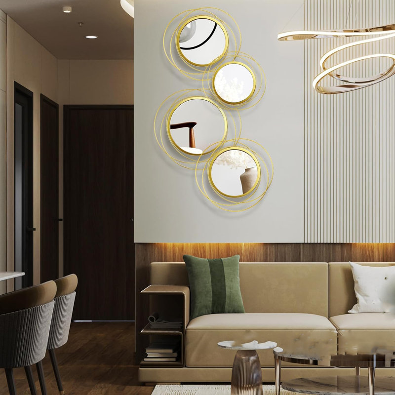 Circular Modern Mirror, Gold