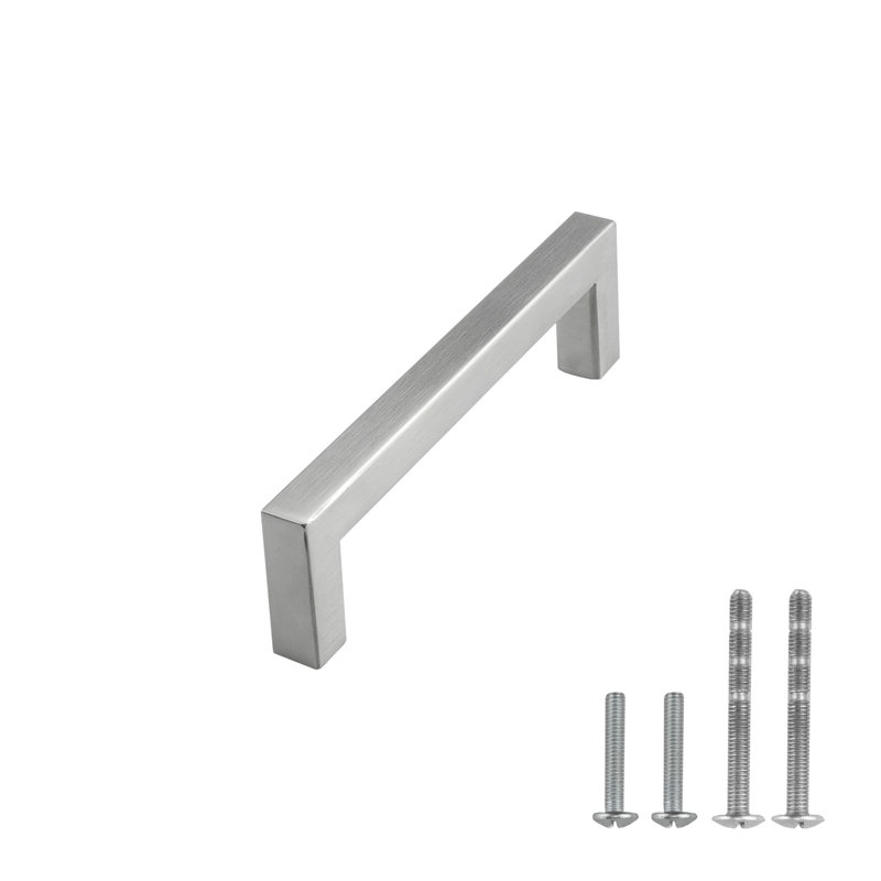 Classica Collection Square Handle Pull - 3" Center to Center Cabinet Pull Brushed Nickel - Contemporary Hardware for Drawers & Cabinets - 25 Pack