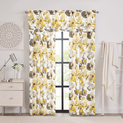 Panneau de rideau simple semi-transparent à motif floral Gjergji