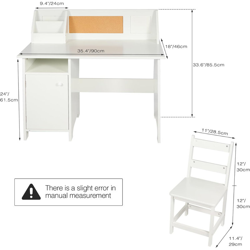 Ensemble de bureau et chaise d'étude avec huche, rangement et babillard