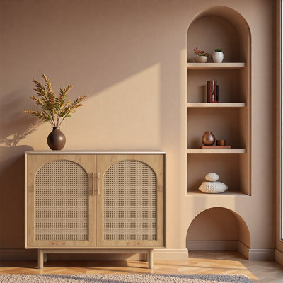 Armoire de rangement rectangulaire en bois tissé
