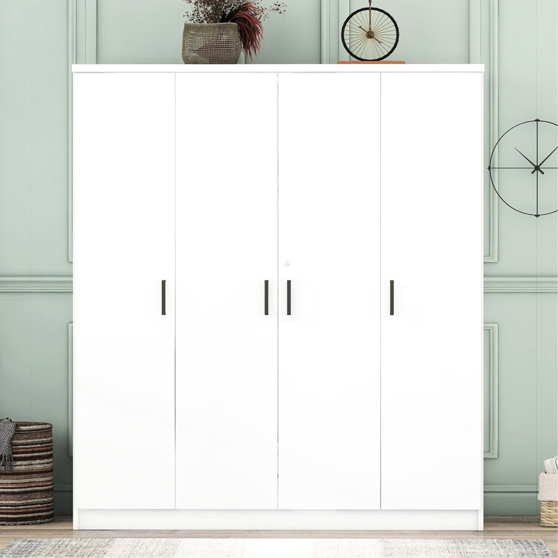 Armoire blanche à 4 portes avec 1 tiroir - rangement et construction pour la chambre à coucher