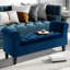 Banc rembourré avec repose-pieds et banc de bout avec accoudoirs, bleu-876048058