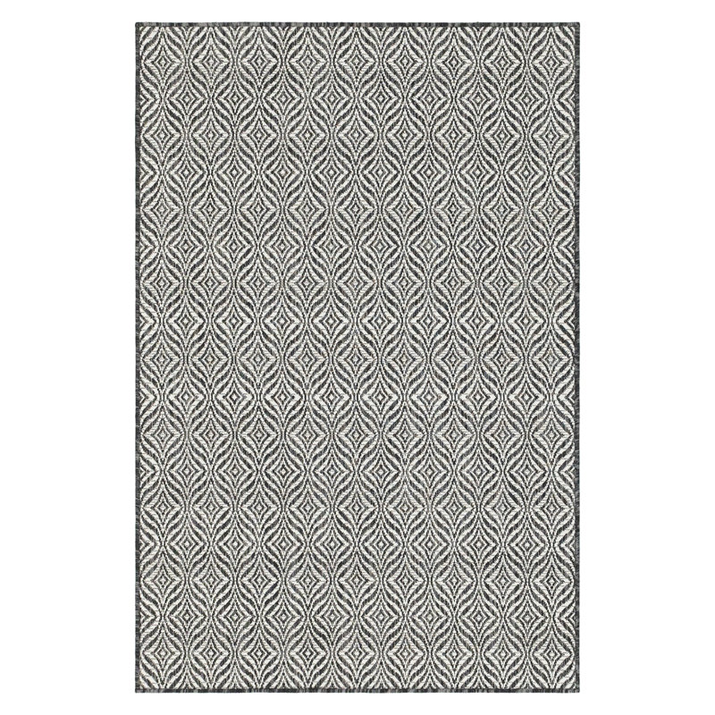 Tapis gris anthracite / ivoire Alishba, Rectangle 4 pi 1 po x 6 pi 1 po