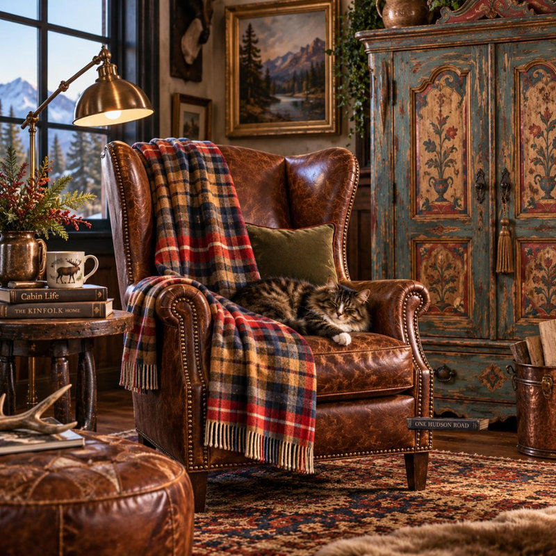 Pendleton Hickory Fireside Throw, Blue/Gold  Plaid