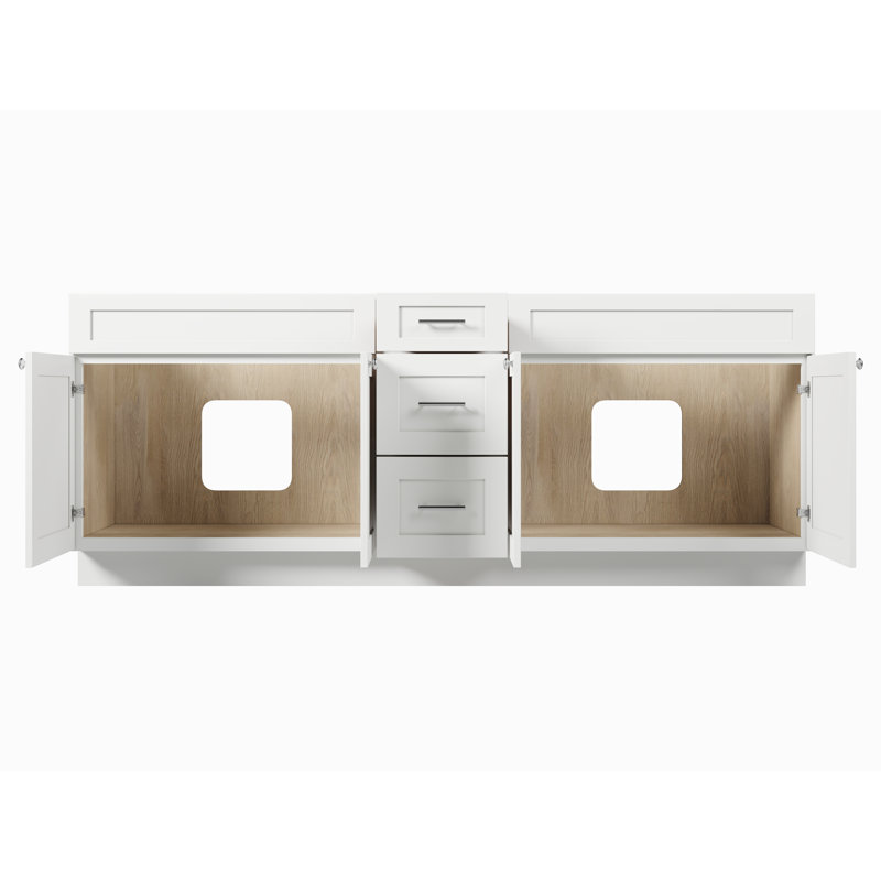 Disar 87" Double Bathroom Vanity Base Only, White