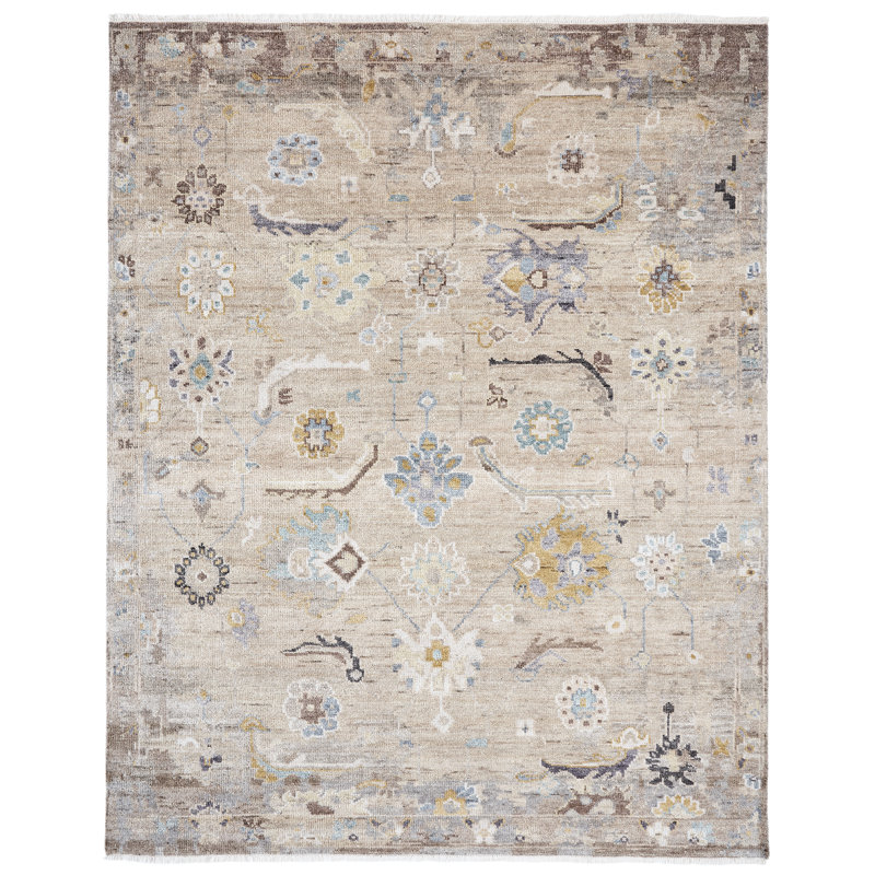 Tapis oriental en laine / viscose noué à la main Francess, Rectangle 6 pi x 9 pi