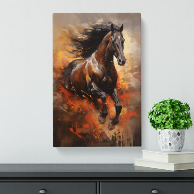 Horse Action Painting - Wrapped Canvas