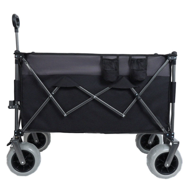 Roues tout-terrain 9 po x 4 po! Chariot pliant robuste pour chariot 300L XL - capacité de 480 lb, conquiert le sable et le terrain accidenté, avec freins, poches, porte-gobelets