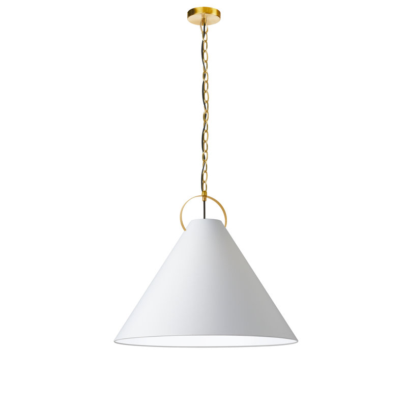 Luminaire suspendu incandescent 1 lumière Princeton, Laiton vieilli, Blanc, H 19,5 po x l 24 po x P 24 po