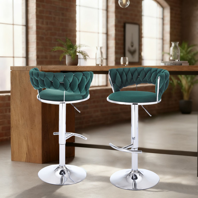 Tabourets de bar réglables Glam, Vert