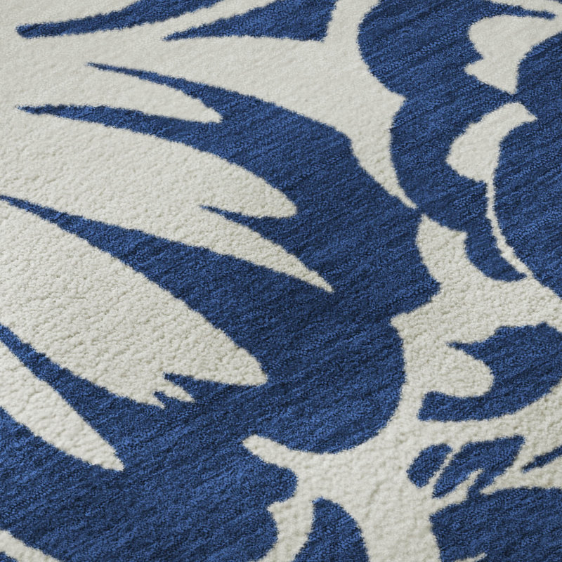 Tapis bleu marine Cerrito AMF551 lavable à la machine de qualité supérieure, Tapis de couloir 2 pi 3 po x 7 pi 6 po