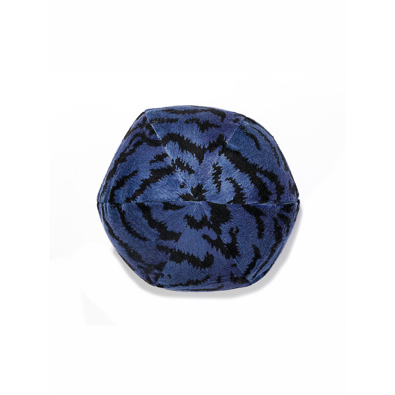 Wild Glamour Silk Circular Pillow Cover & Insert, Blue/Black
