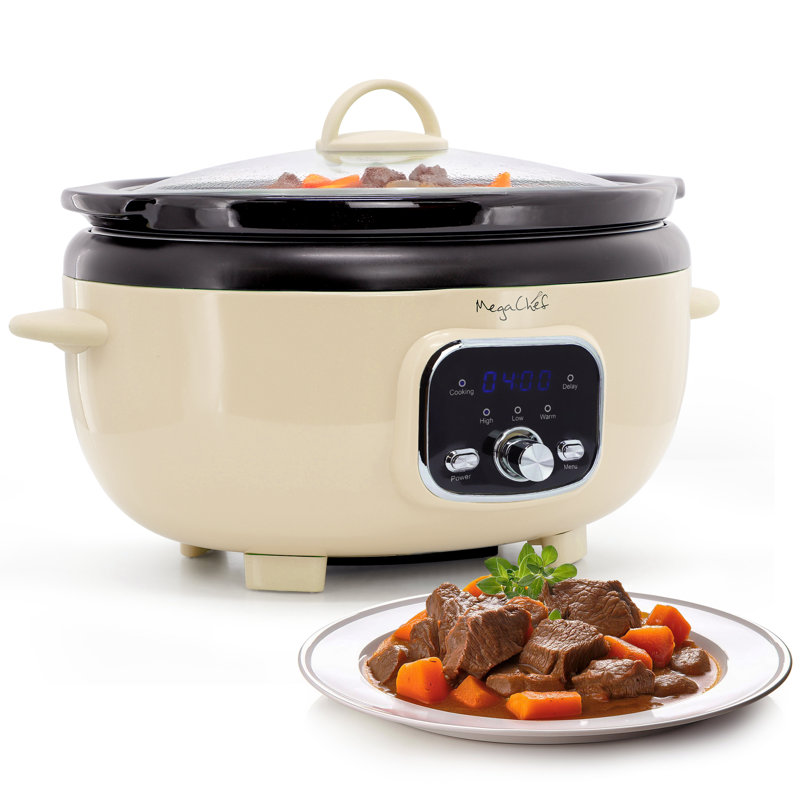 Mijoteuse électrique 6,5 litres MegaChef, Crème, crème