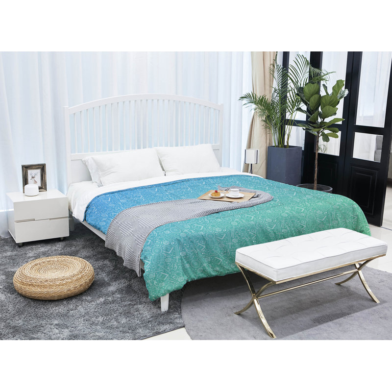 Édredon simple réversible Katelyn Elizabeth, Édredon simple TG, Bleu / dégradé vert