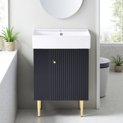 21.6" Bathroom Vanities, Freestanding Vanity with Single Sink