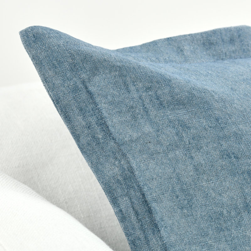 Housse de coussin carré en lin Meret, Bleu