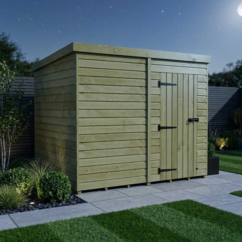 Total Sheds 8ft x 7ft Pent Garden Shed - Single Door - No Windows - Pressure Treated Timber - UK Manufactured
