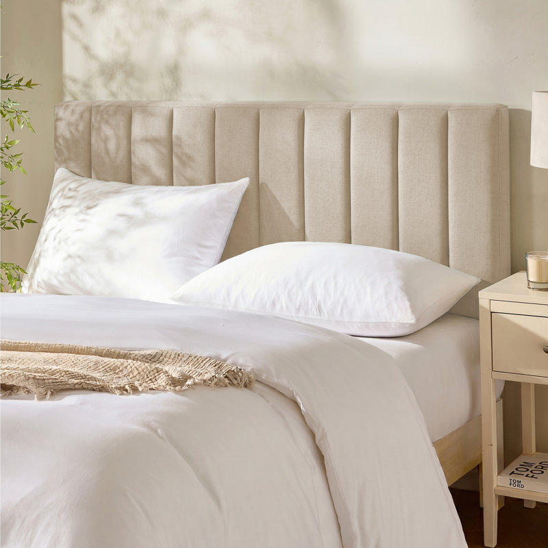 Chastelyne Upholstered Easy Assemble Wall Mounted Headboard, Beige, King