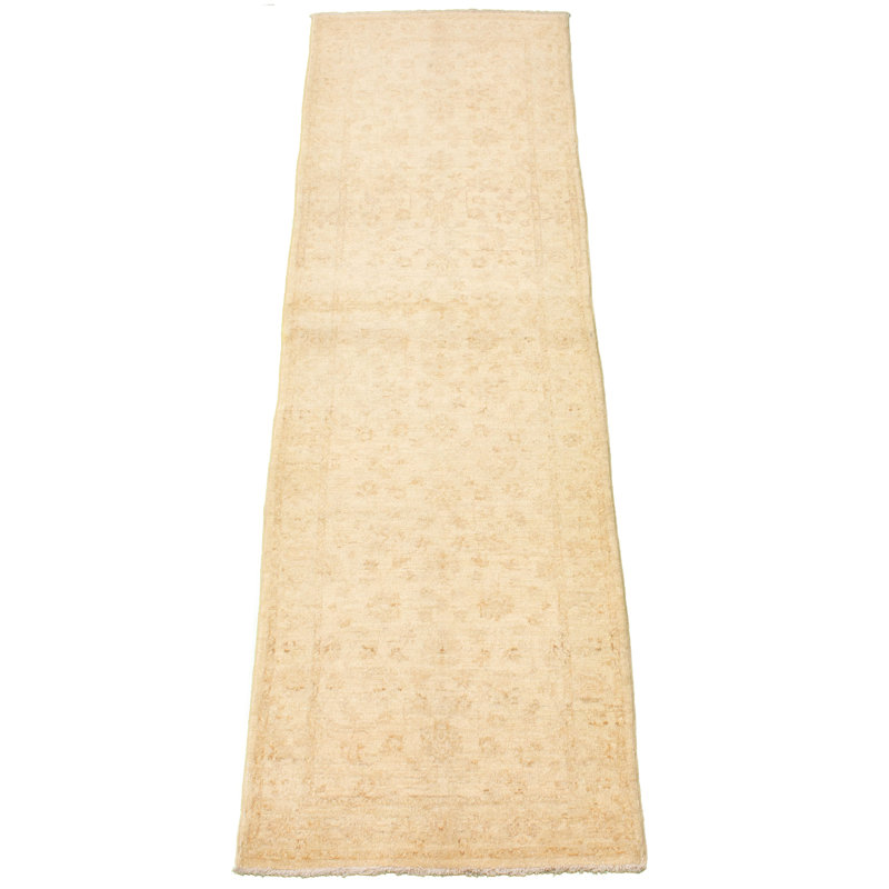 Tapis intérieur en laine de couloir 2 pi 6 po x 10 pi 1 po à la main one-of-kind-noué la 2010 chobi crème Afandor