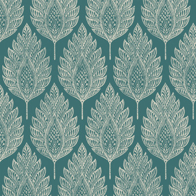  Flame Leaf Teal Wallpaper