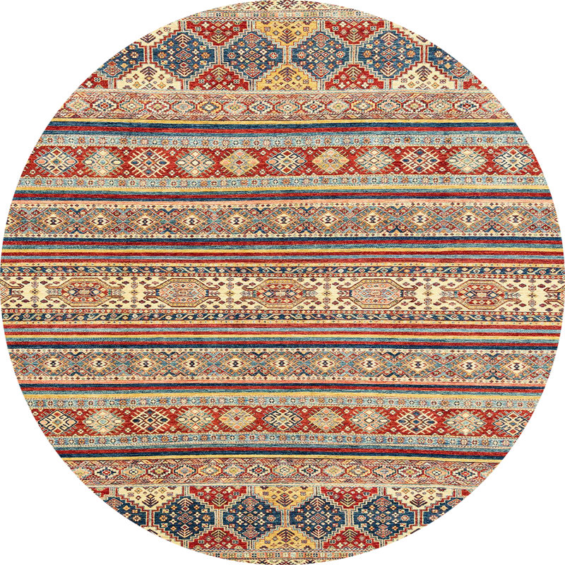 Wool Abstract Indoor Rug, Round 3'
