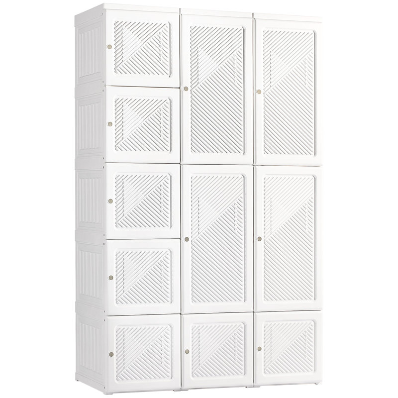 Portable Wardrobe Closet With Multiple Compartments And Hanging Rod For Organized Storage