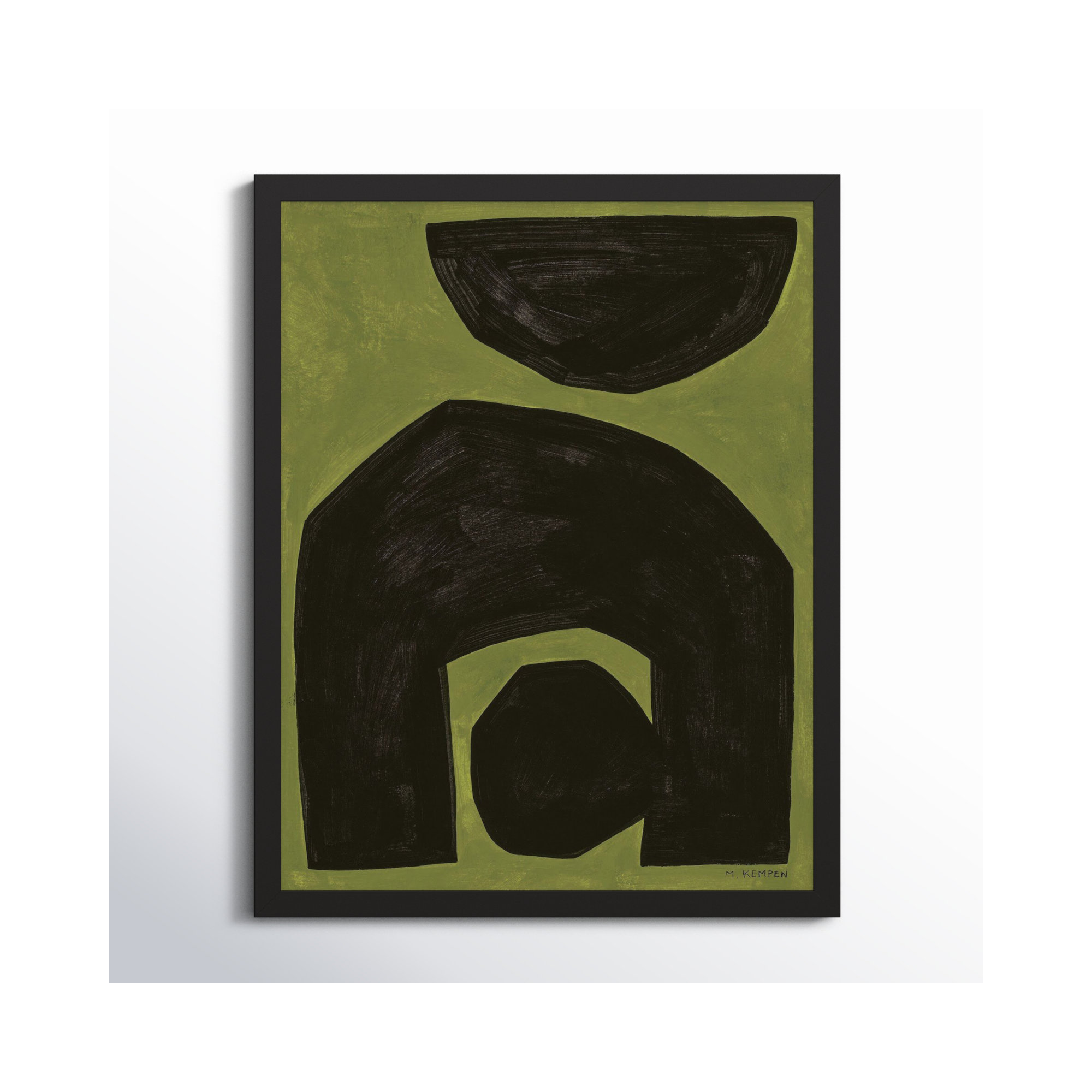 Module On Green 2 by Michael Kempen, 50" H x 40" W x 1.25" D, Black