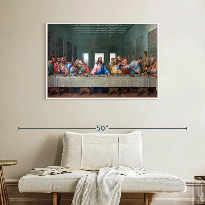 La Cène, 40 po x 27 po, Cadre flottant blanc