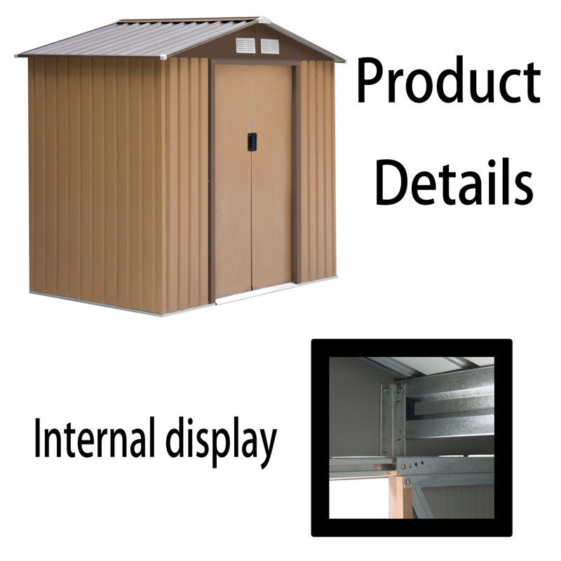 Remise de rangement extérieure en acier, Gris, H 73 po x l 84 po x P 51 po