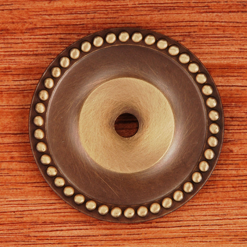 BP Series Beaded Single Hole Knob Backplate, Antique English