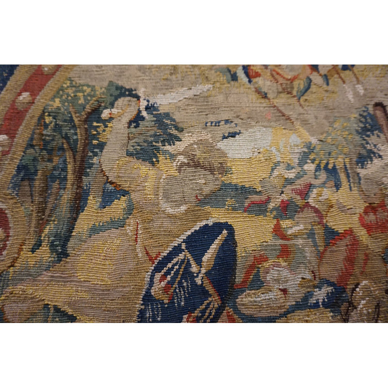 Antique Tapestry Flemish Flat Weave Rug