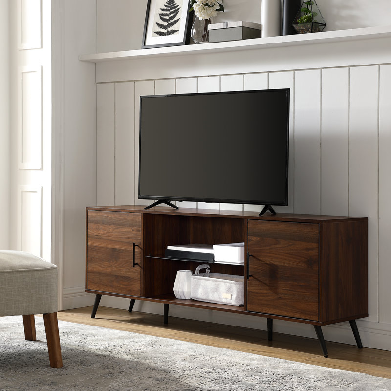 Unfinished TV Stand for TVs up to 65", Dark Walnut