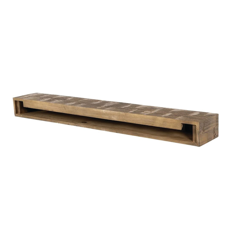 Bodie 48" Mocha Distressed Wood Fireplace Mantel Shelf