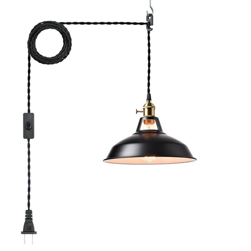 Luminaire suspendu industriel à hauteur réglable, Noir