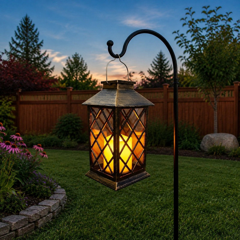 This 1pack waterproof solar hanging garden lantern creates a flickering flameless-candle LED effect.