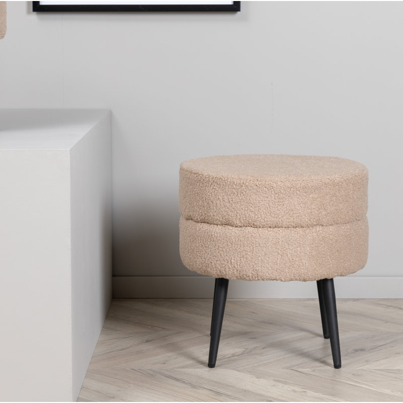 Sprague 40cm Wide Round Ottoman, Beige
