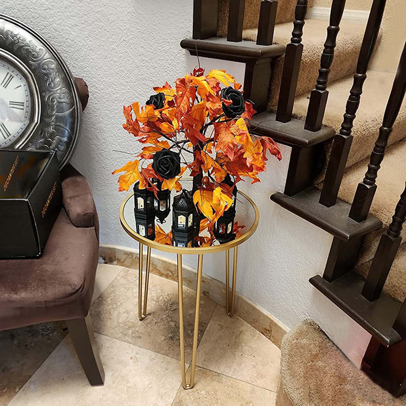 Dier 21.5'' Tall Outdoor Modern Side Table, Gold, White Mirrored 