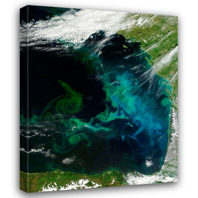  Art sur toile tendue par la NASA Gallery: Phytoplanctons en fleurs dans le golfe de Gascogne vu de l'espace