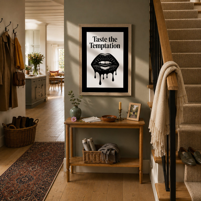 Taste the Temptation Modern - Framed Print, A4 - 29.7 x 21.0 cm, Oak