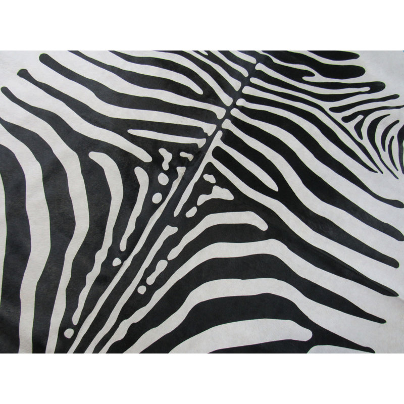Zebra Print Cowhide Black/White Rug