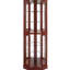 Vitrine 6 tablettes avec lumières, dossier en miroir, armoire d'angle lumineuse réglable, miroir, tablettes, cerisier-417997549