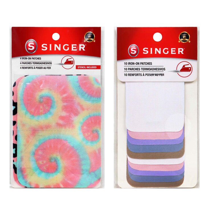 Singer Iron-On Fabric Patches in Assorted Prints, for Clothing Repairs, DIY, Craft Projects, 36 Count, Size: Large