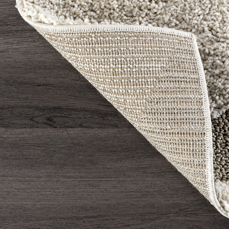 Baltej Modern Shag Cream/Ivory Area Rug, Rectangle 4' x 6'